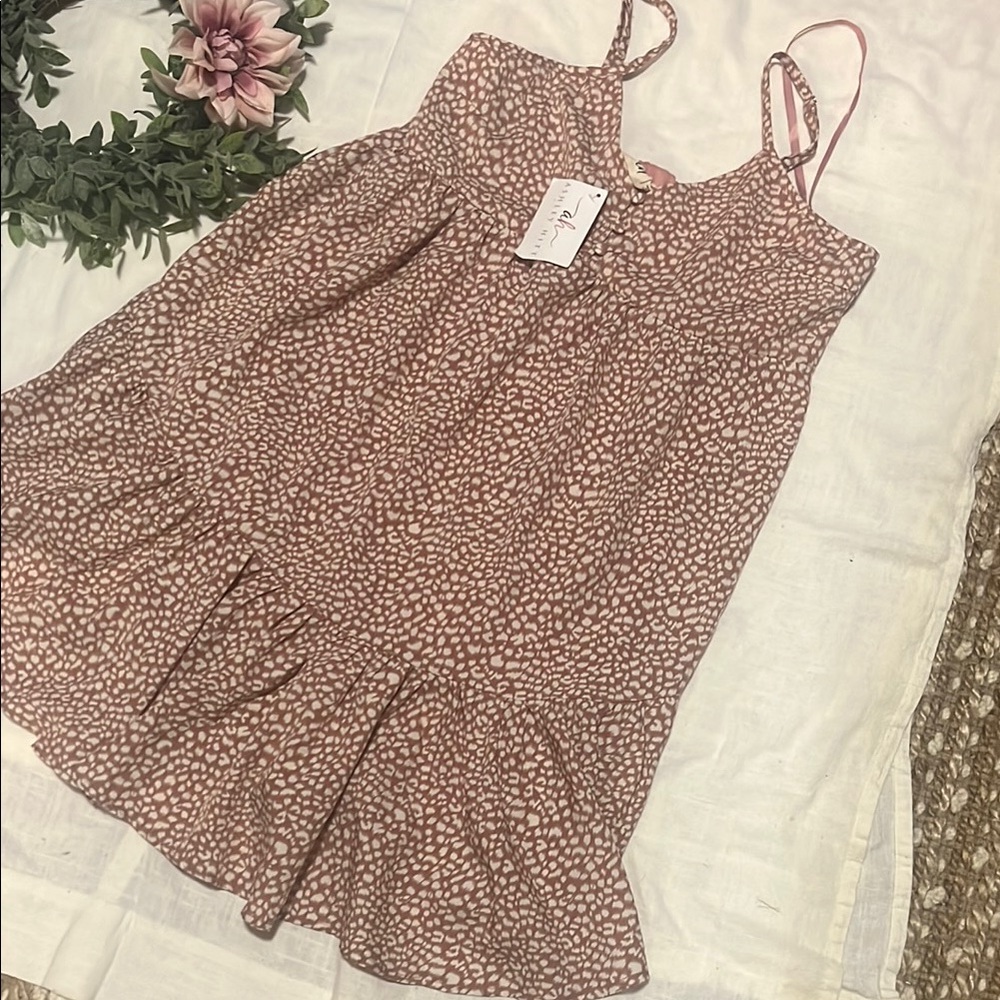 Pink Patterned Cheetah Sleeveless Dress
